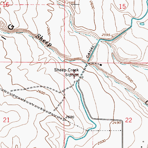 Topographic Map of Sheep Creek Siphon, OR