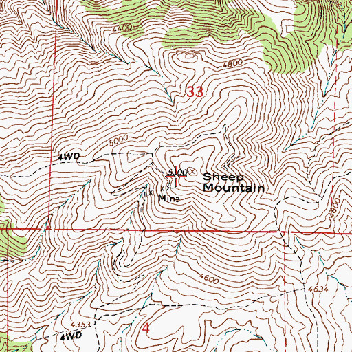 Topographic Map of Sheep Mountain, OR