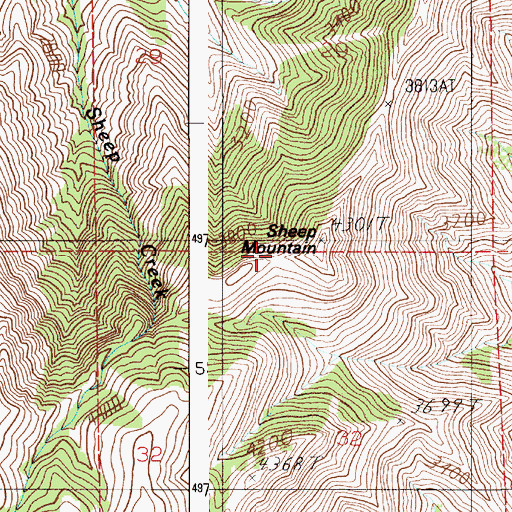 Topographic Map of Sheep Mountain, OR
