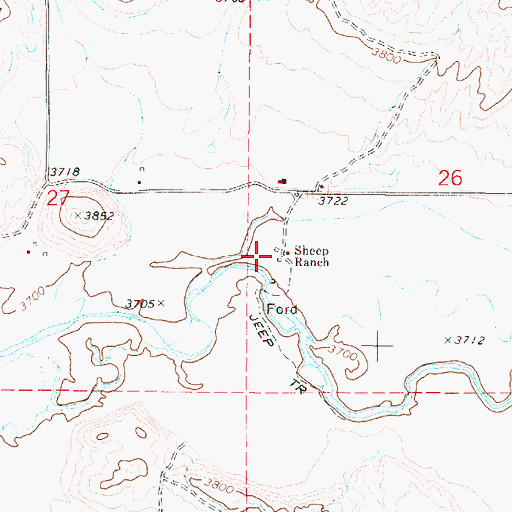 Topographic Map of Sheep Ranch, OR