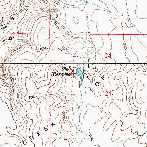 Topographic Map of Sheep Reservoir, OR