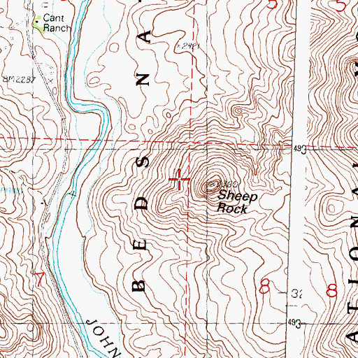 Topographic Map of Sheep Rock, OR