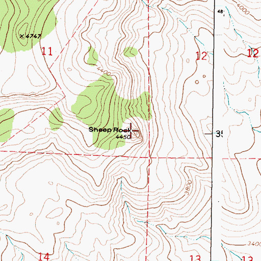Topographic Map of Sheep Rock, OR