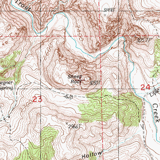 Topographic Map of Sheep Rock, OR