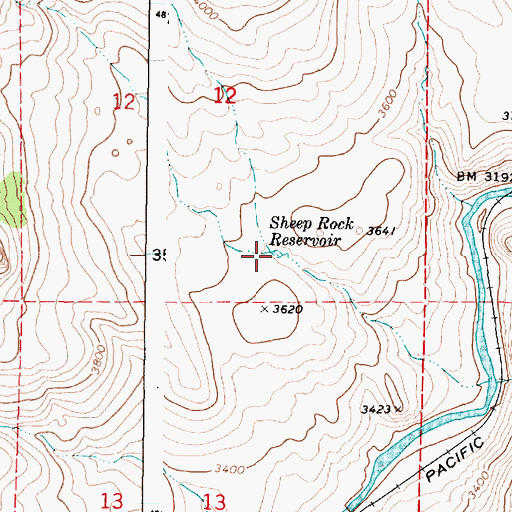 Topographic Map of Sheep Rock Reservoir, OR