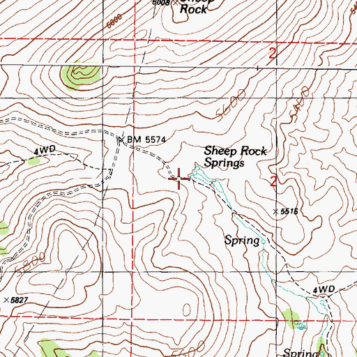 Topographic Map of Sheep Rock Springs, OR