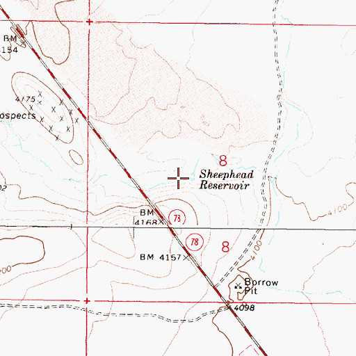 Topographic Map of Sheephead Reservoir, OR