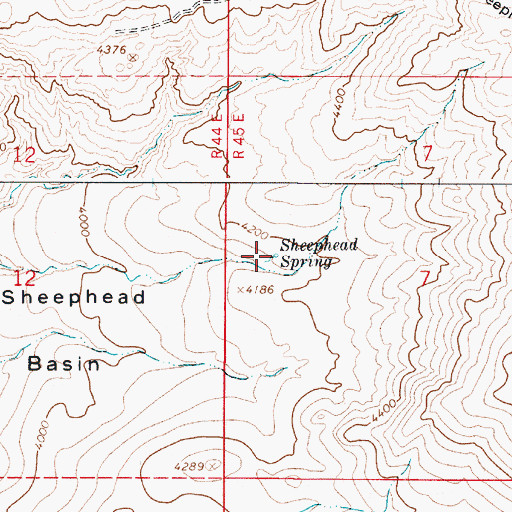 Topographic Map of Sheephead Spring, OR