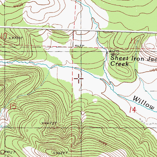 Topographic Map of Sheet Iron Jack Creek, OR