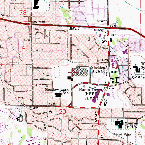 Topographic Map of Sheldon High School, OR