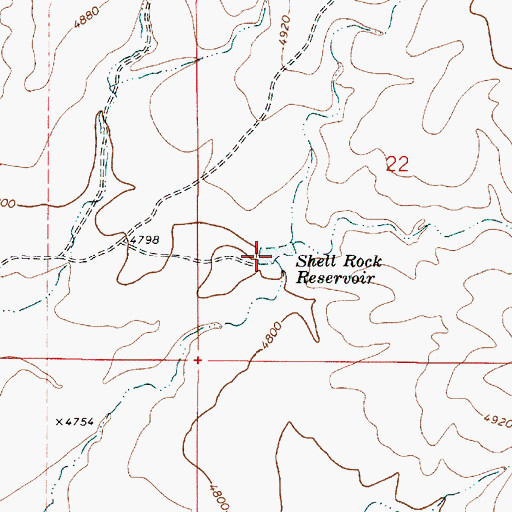 Topographic Map of Shell Rock Reservoir, OR