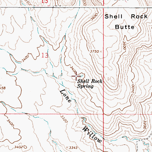 Topographic Map of Shell Rock Spring, OR