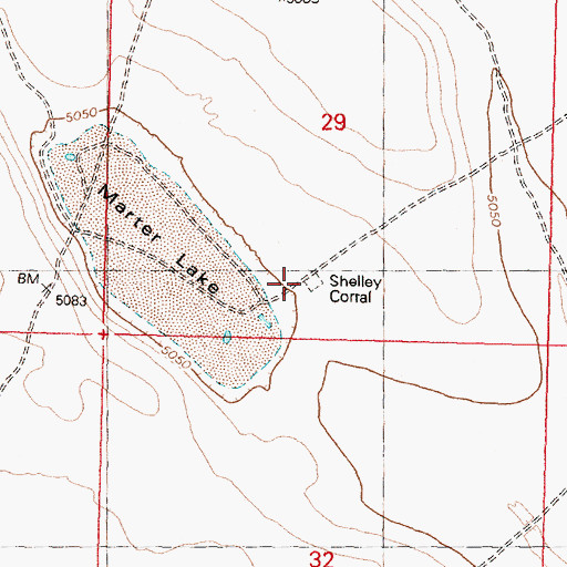 Topographic Map of Shelley Corral, OR