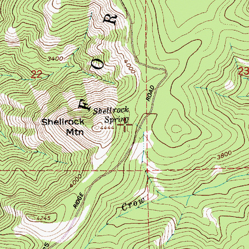 Topographic Map of Shellrock Spring, OR
