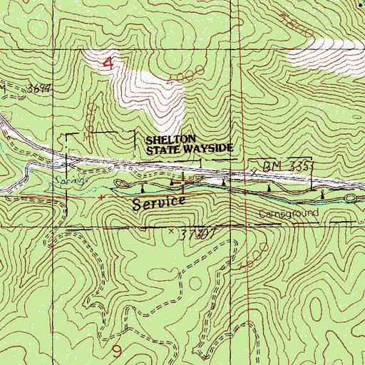 Topographic Map of Shelton Wayside County Park, OR