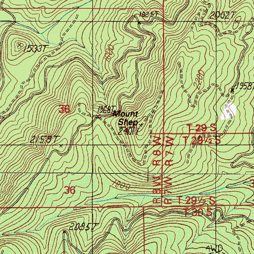 Topographic Map of Mount Shep, OR