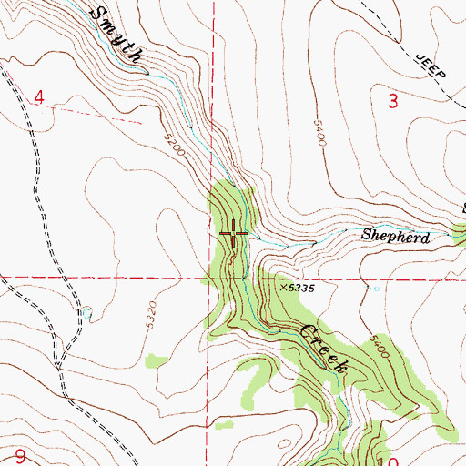 Topographic Map of Shepherd Creek, OR