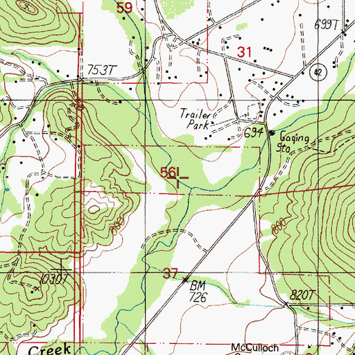 Topographic Map of Shields Creek, OR