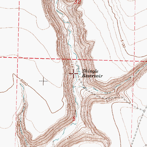 Topographic Map of Shingle Reservoir, OR
