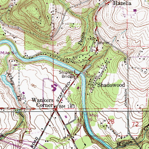 Topographic Map of Shipley Bridge, OR