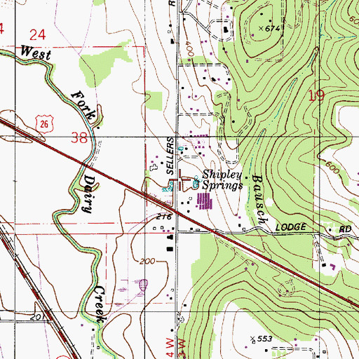 Topographic Map of Shipley Springs, OR