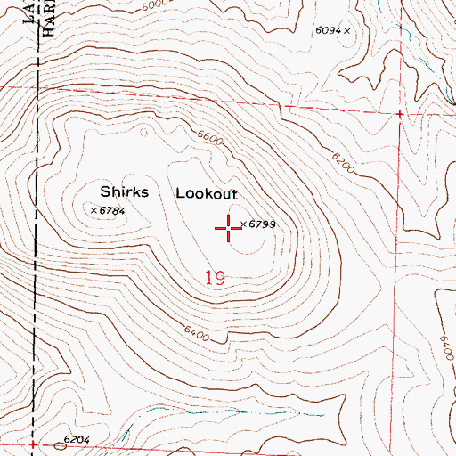Topographic Map of Shirks Lookout, OR