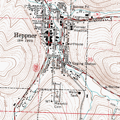 Topographic Map of Shobe Creek, OR