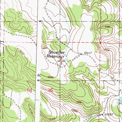 Topographic Map of Shoeffer Reservoir, OR
