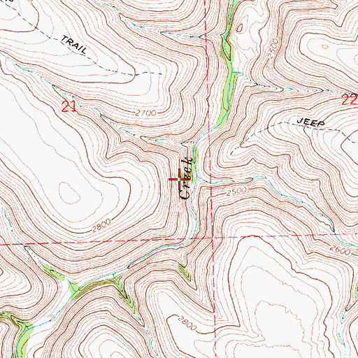 Topographic Map of Shoestring Creek, OR