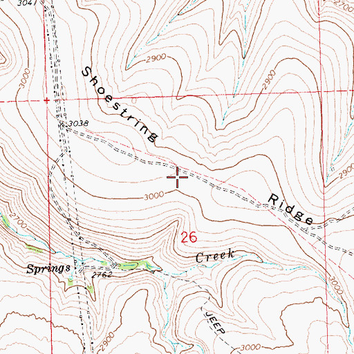 Topographic Map of Shoestring Ridge, OR