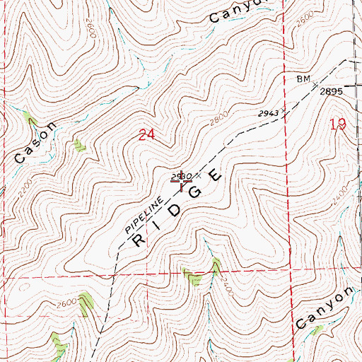 Topographic Map of Shoestring Ridge, OR