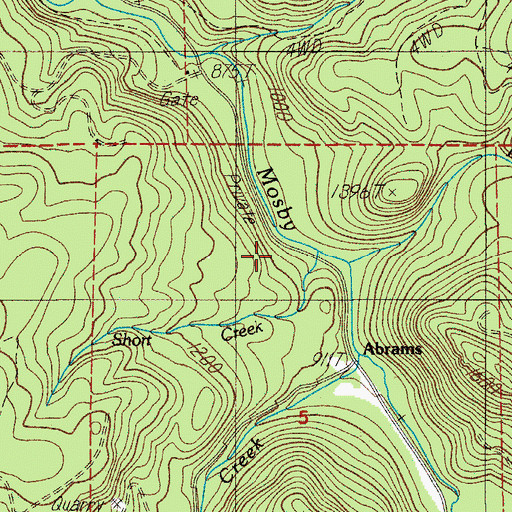 Topographic Map of Short Creek, OR