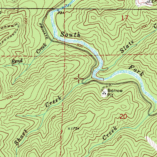 Topographic Map of Short Creek, OR