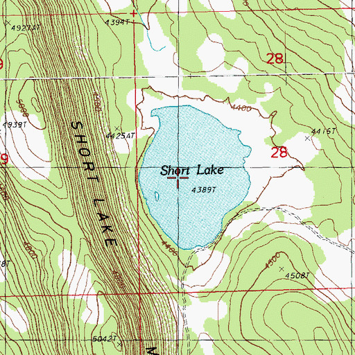 Topographic Map of Short Lake, OR