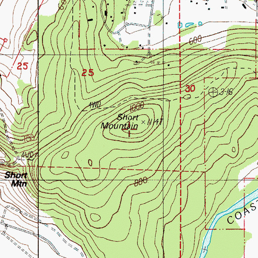Topographic Map of Short Mountain, OR