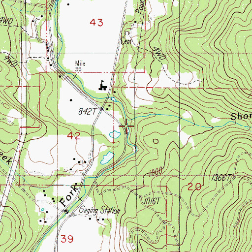 Topographic Map of Shortridge Creek, OR