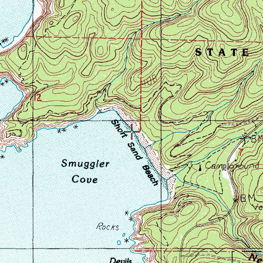 Topographic Map of Short Sand Beach, OR