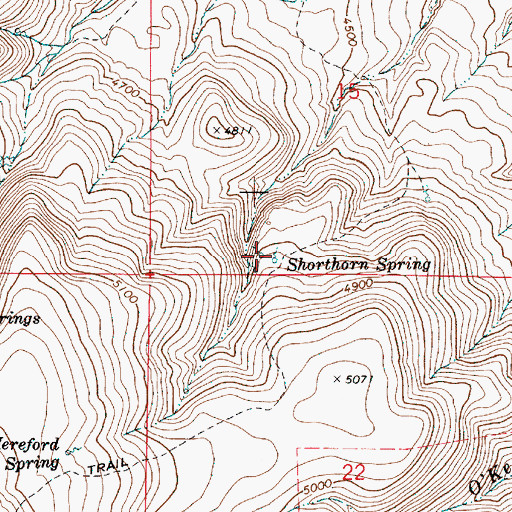 Topographic Map of Shorthorn Spring, OR