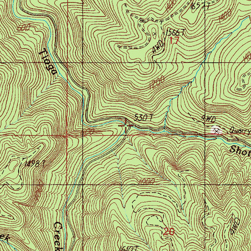 Topographic Map of Shotgun Creek, OR