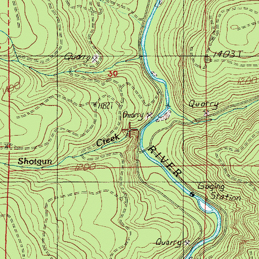 Topographic Map of Shotgun Creek, OR