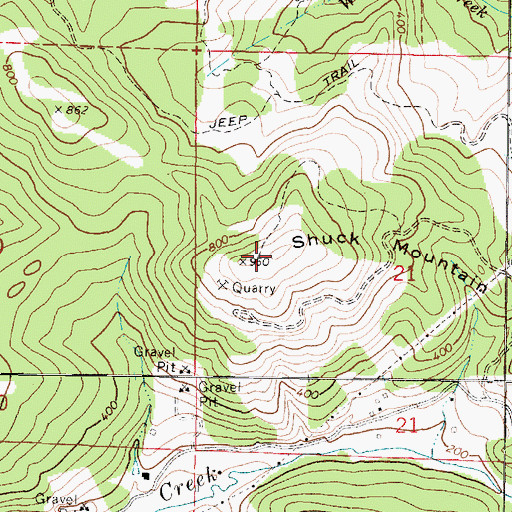 Topographic Map of Shuck Mountain, OR