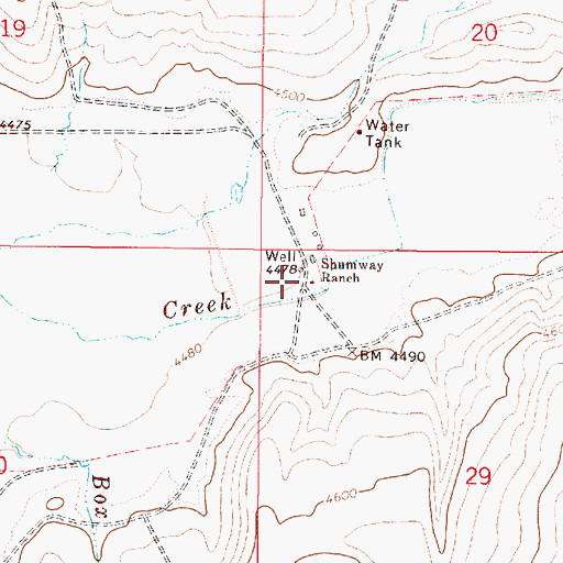 Topographic Map of Shumway Ranch, OR