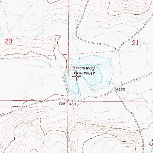 Topographic Map of Shumway Reservoir, OR