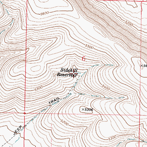 Topographic Map of Sidehill Reservoir, OR