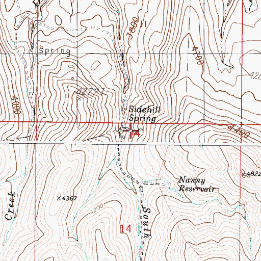 Topographic Map of Sidehill Spring, OR