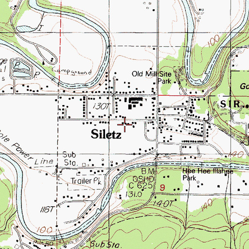 Topographic Map of Siletz, OR