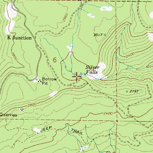 Topographic Map of Silver Falls, OR