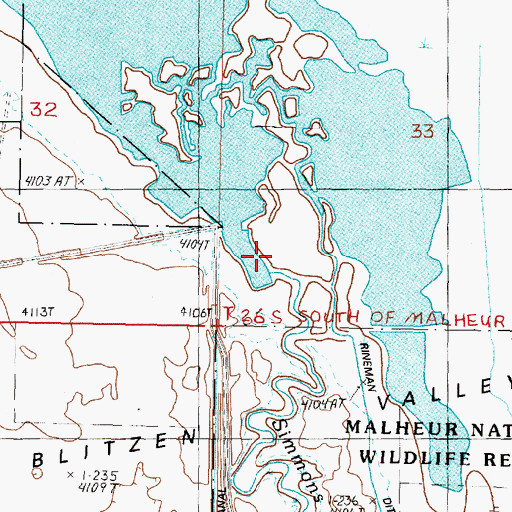 Topographic Map of Simmons Slough, OR