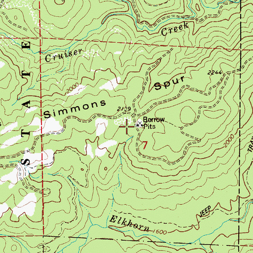 Topographic Map of Simmons Spur, OR