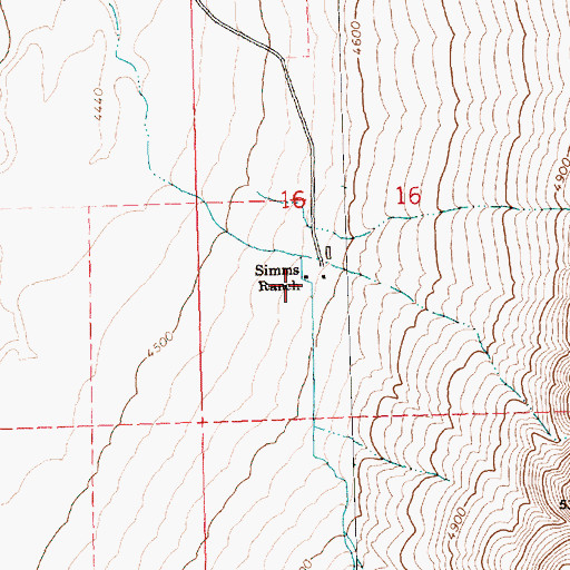 Topographic Map of Simms Ranch, OR